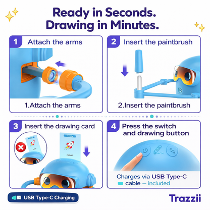 Trazzii – The Robot for Kids That Draws with +50 Magic Cards